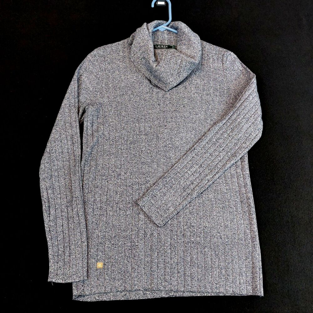 Lauren Ralph Lauren Ribbed Knit Cowl Neck Sweater Women's Medium Blue NWT